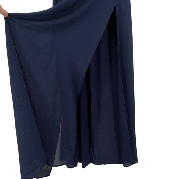 Show Me Your Mumu Hacienda Off The Shoulder Maxi Dress Rich Navy Crisp Size XXS - Picture 12 of 16